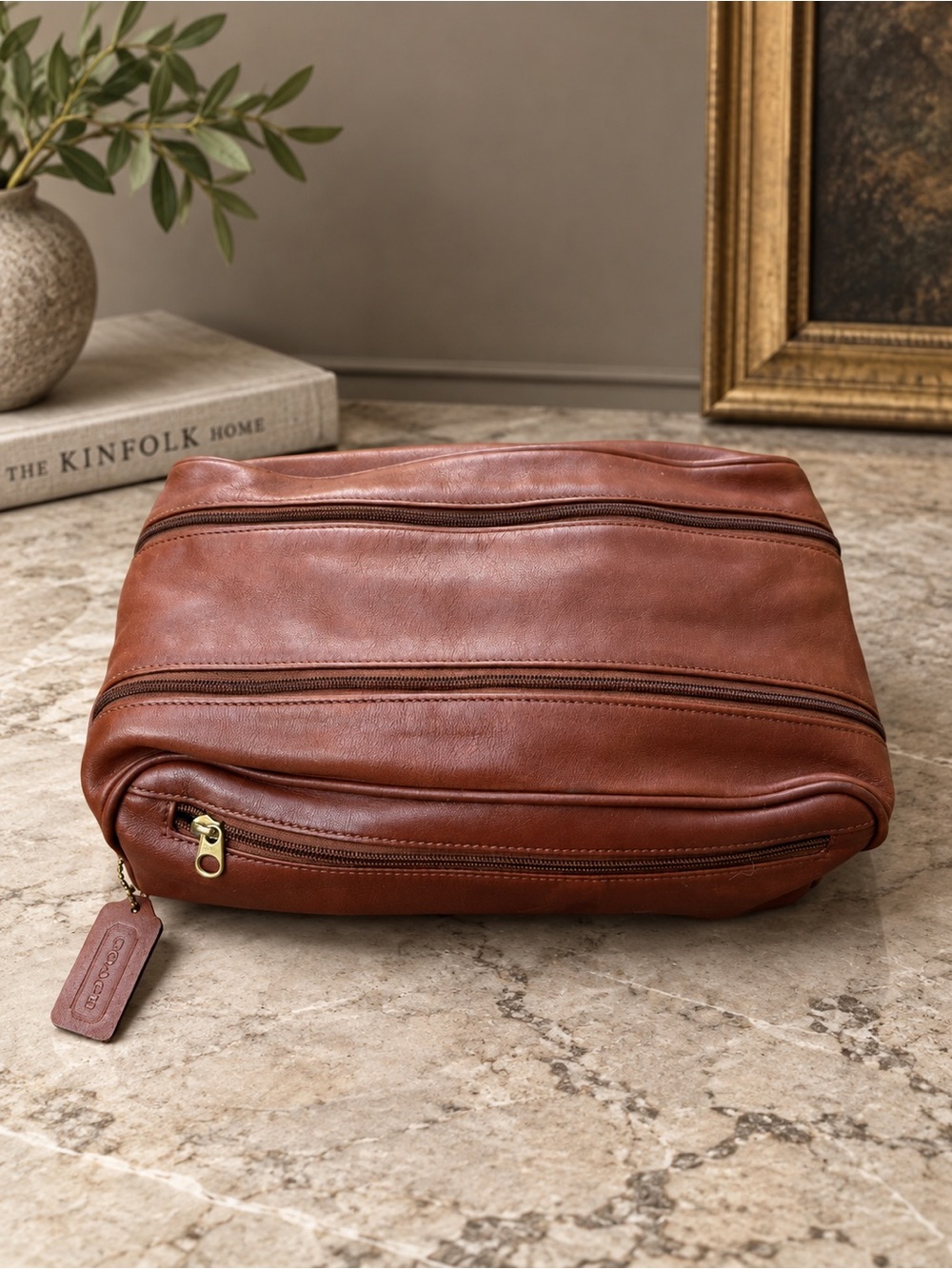 Vintage Coach Travel Multi Purpose Bag British Tan pouch case cosmetic toiletry